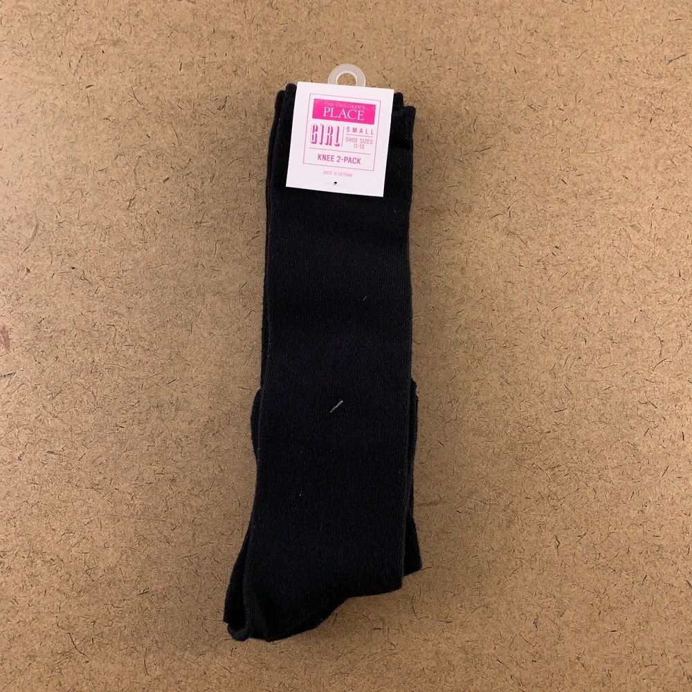 The Children's Place Girls Shoe Size 11-13 Black Uniform Knee Socks 2-Pack NWT